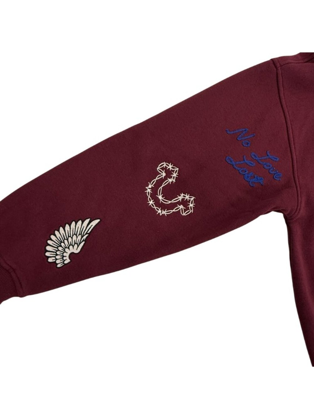 True Religion Men's Relaxed Fit Patch Graphic Hoodie Burgundy - Picture 6 of 16